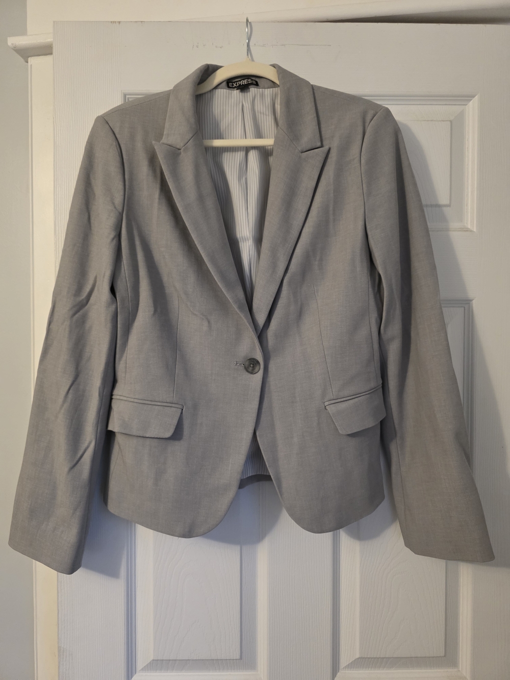 Express Women's Light Gray Single-Button Blazer